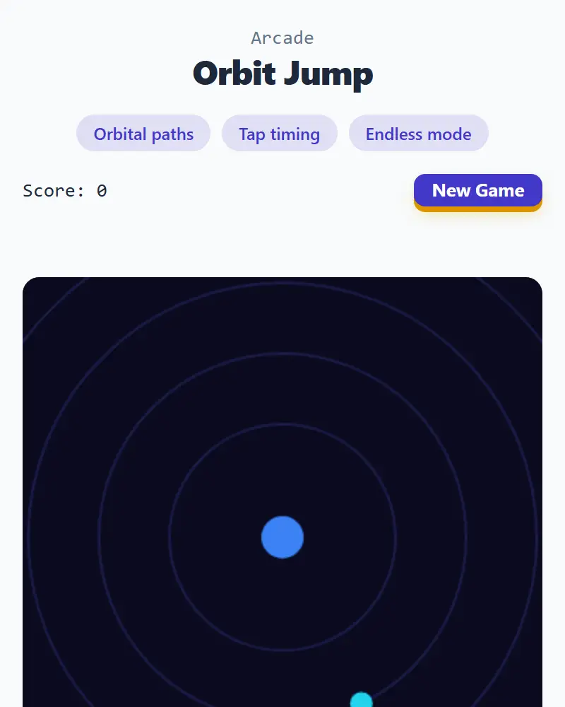 Orbit Jump, an arcade timing game