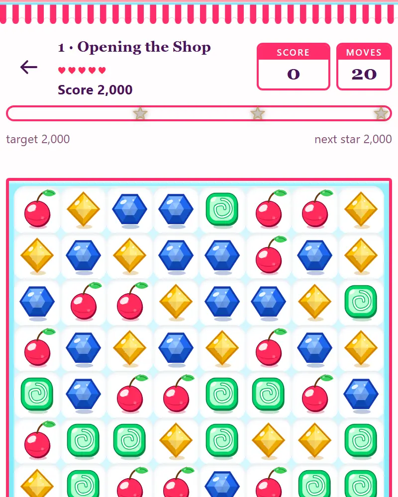 Vcrush, a match-3 puzzle