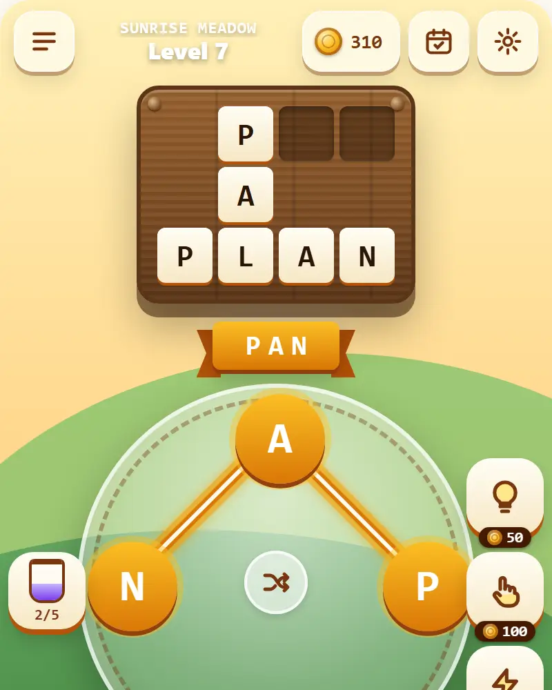 Word Weave, a letter-wheel crossword